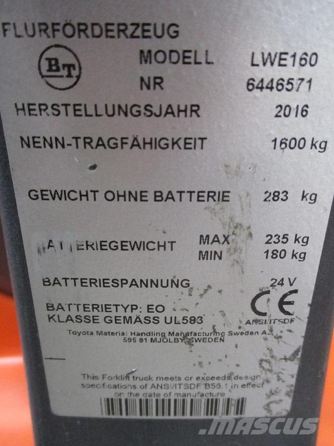 BT LWE160 Elektriline alusesiirdaja