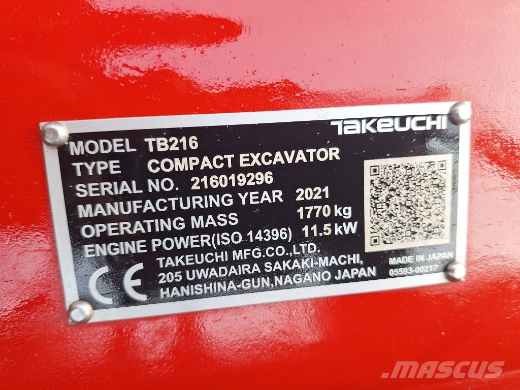Takeuchi TB 216 Powertilt Minigraafmachines < 7t