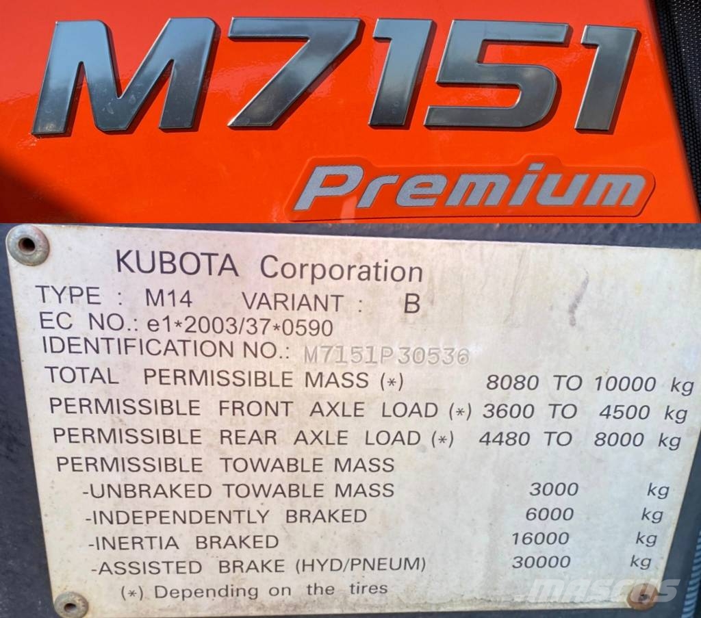 Kubota M7151/Premium-Powershift A REPARER Traktory