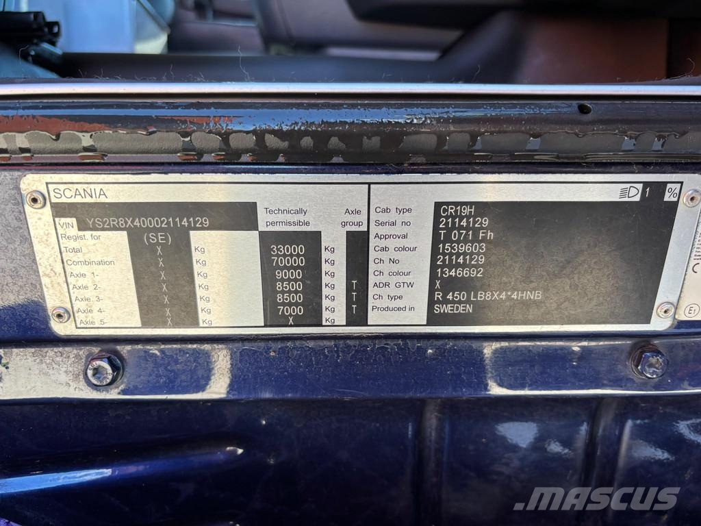 Scania R 450 8x4*4 PK 27002 / PALFINGER 20 ton / L=5200 m Smagās mašīnas ar celtni