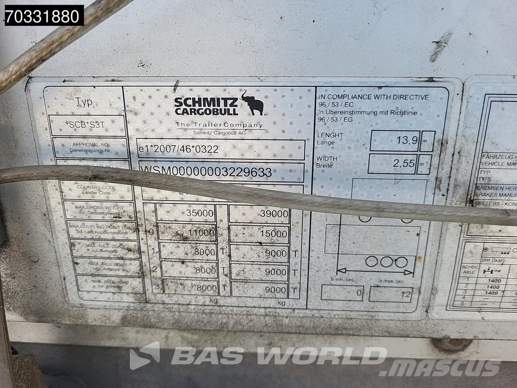 Schmitz Cargobull SCB*S3T 3 axles Sliding Roof نصف مقطورات بباب جانبي