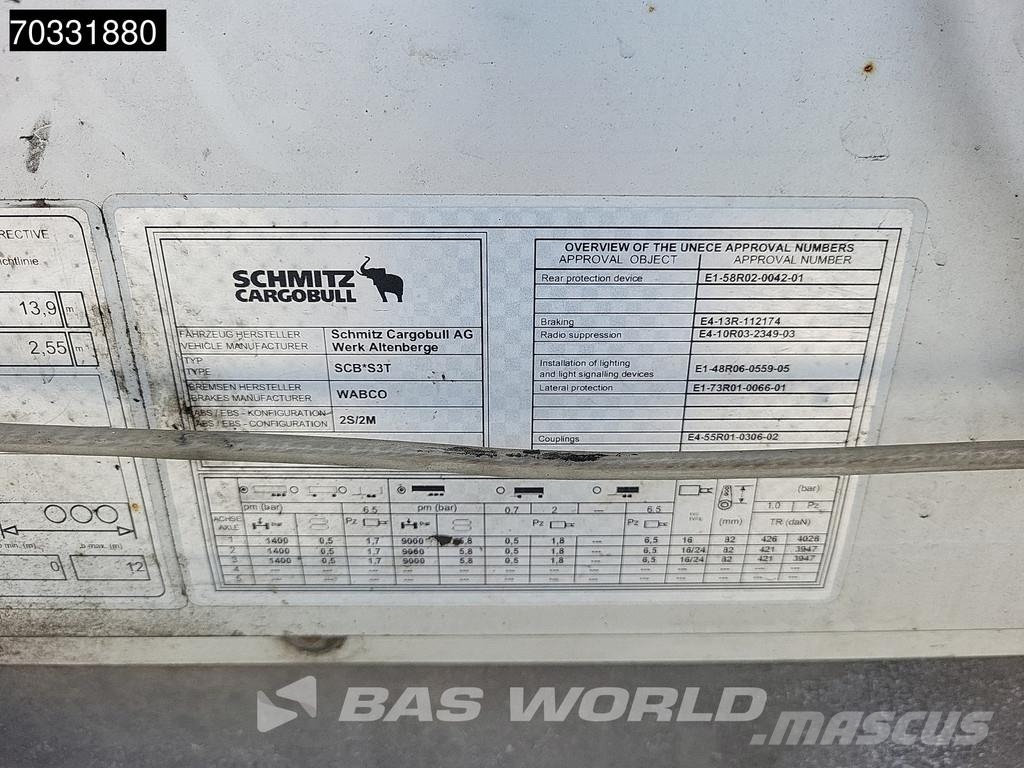 Schmitz Cargobull SCB*S3T 3 axles Sliding Roof نصف مقطورات بباب جانبي