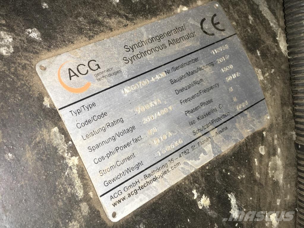 MTU 12V1600G10F GENERATOR 700KVA USED Autres générateurs