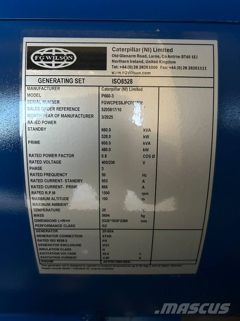FG Wilson P660-3 - 660 kVA Genset - DPX-16022 Generadores diésel