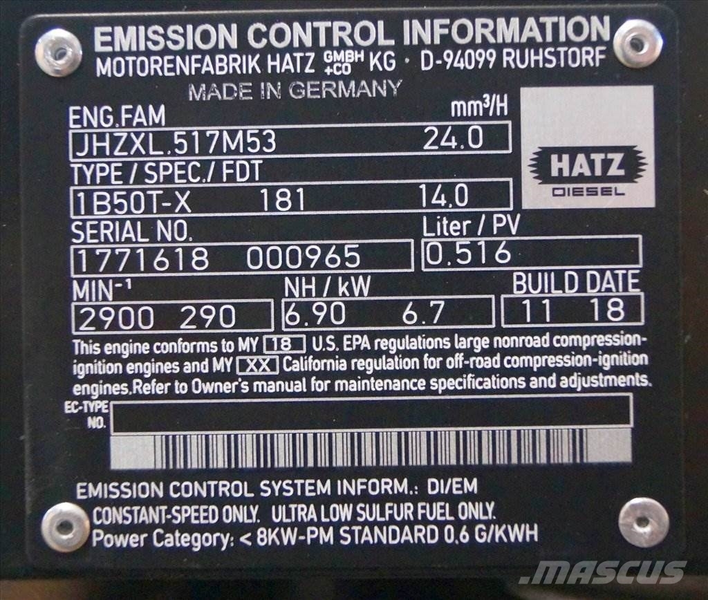 Hatz Motorenfabrik GmbH & Co. KG 1B50TX 发动机