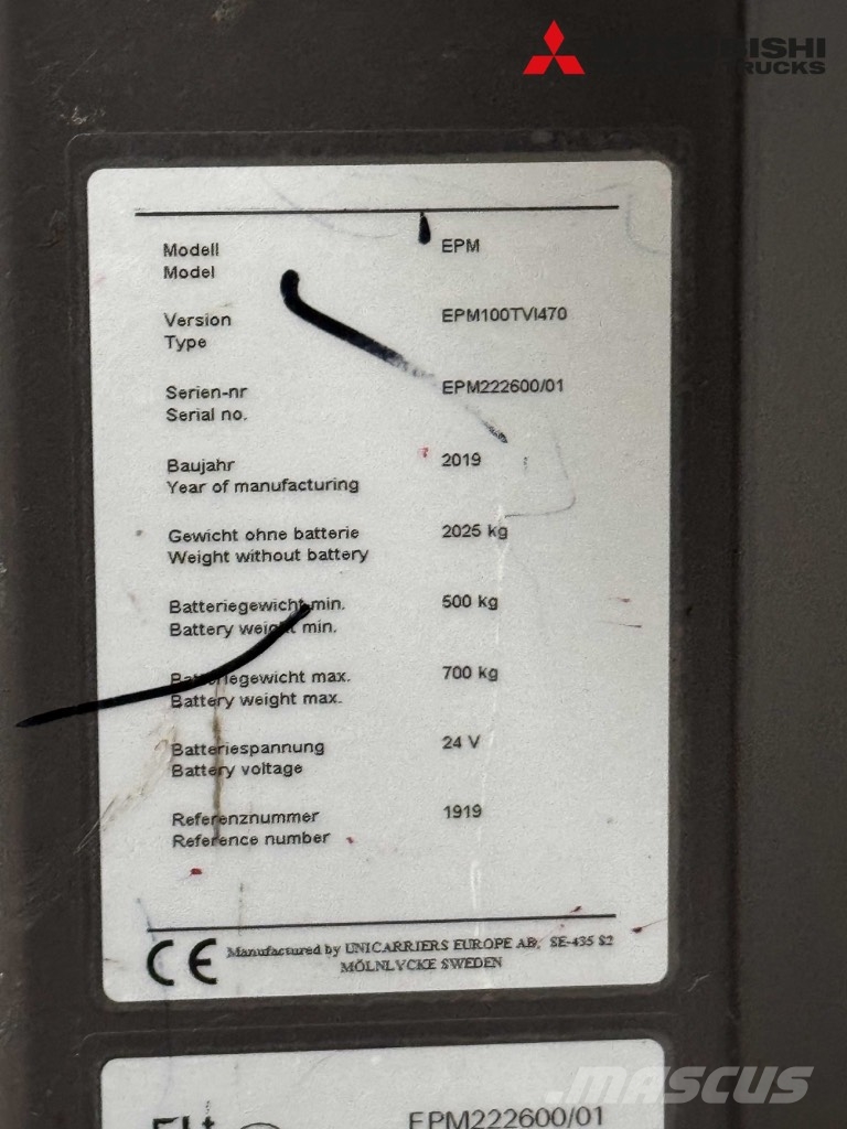 UniCarriers EPM 100 TVI 470 - 2735 Std. Visoko dizajući komisioni viljuškar