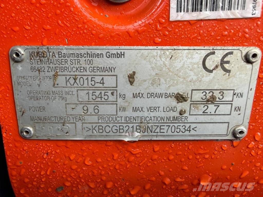 Kubota KX 015-4 Minikaivukoneet < 7t