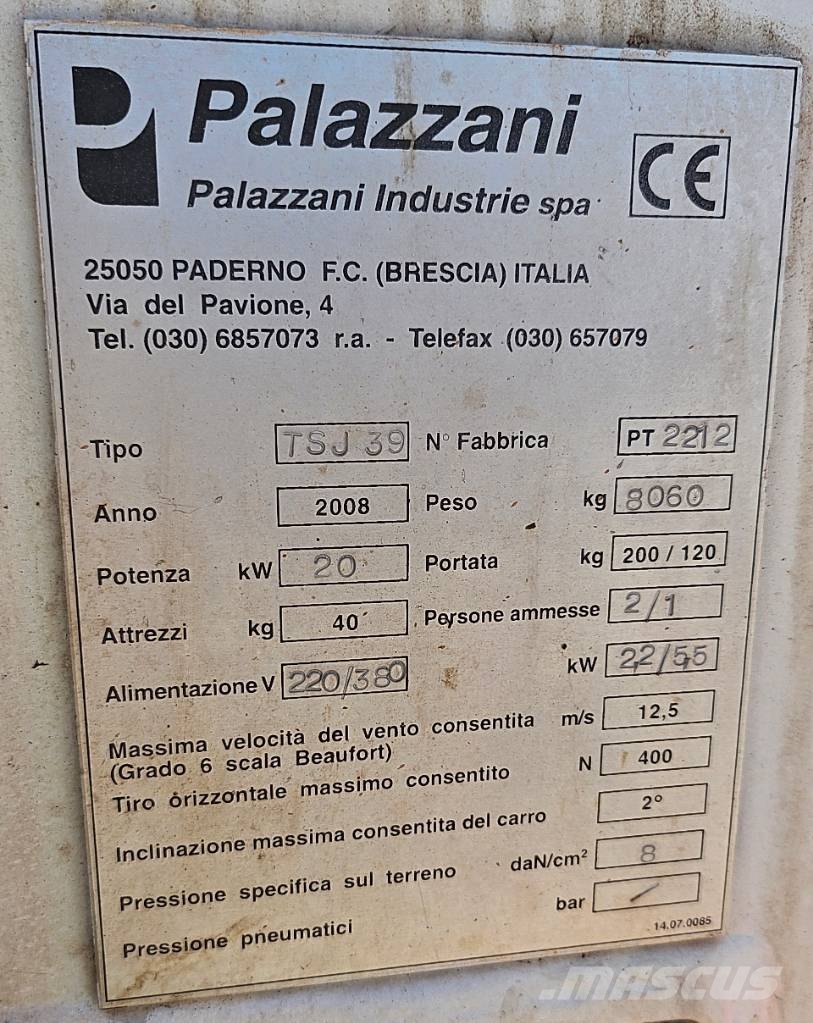 Palazzani TSJ 39 Otras plataformas elevadoras