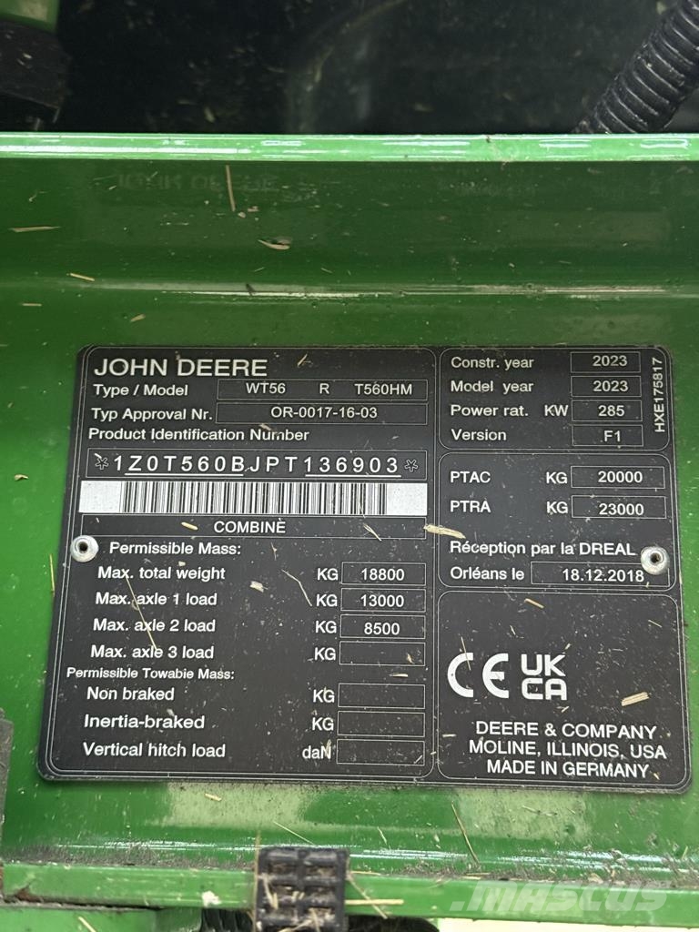 John Deere T560i HM Combine harvesters