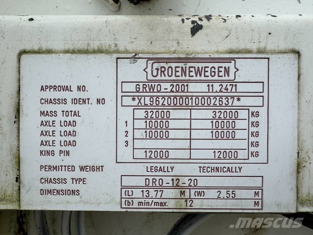 Groenewegen DRO-12-20 - Taillift / Steering Axle / Dutch Skriňové návesy
