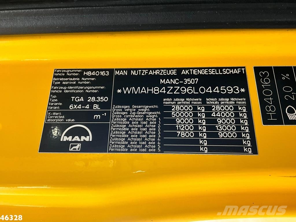 MAN TGA 28.350 6x4 Hiab 12 Tonmeter laadkraan Hook lift trucks