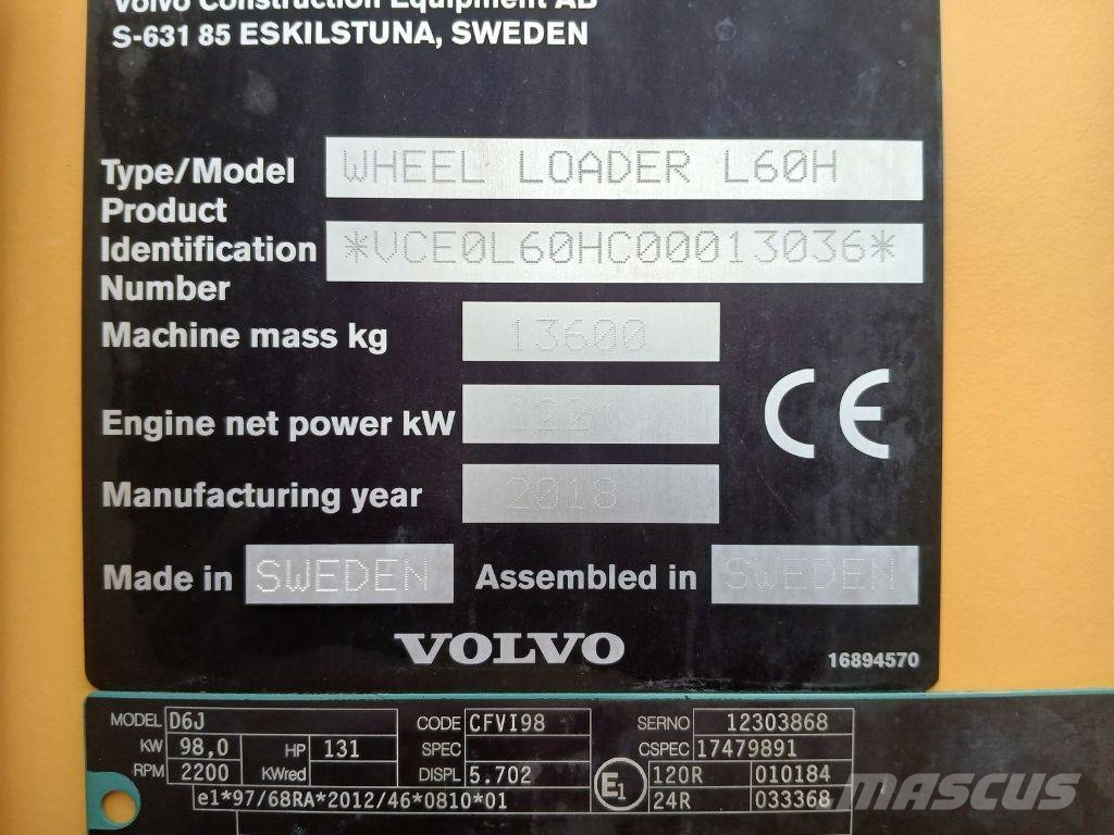 Volvo L 60 H Φορτωτές με λάστιχα (Τροχοφόροι)