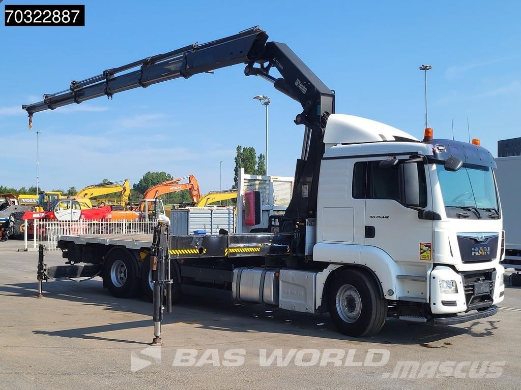 MAN TGS 26.440 6X4 HIAB 477 EP-5 HIDUO Crane Retarder Camiones de cama baja