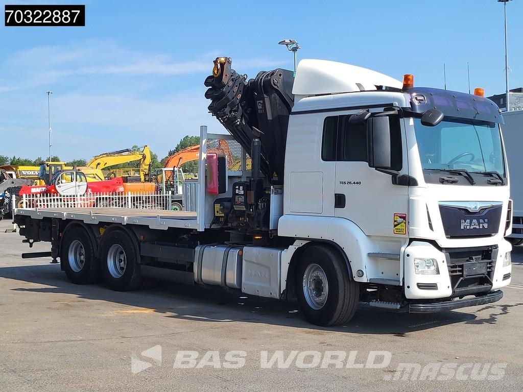 MAN TGS 26.440 6X4 HIAB 477 EP-5 HIDUO Crane Retarder Platte bakwagens