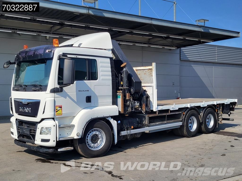 MAN TGS 26.440 6X4 HIAB 477 EP-5 HIDUO Crane Retarder Camiones de cama baja