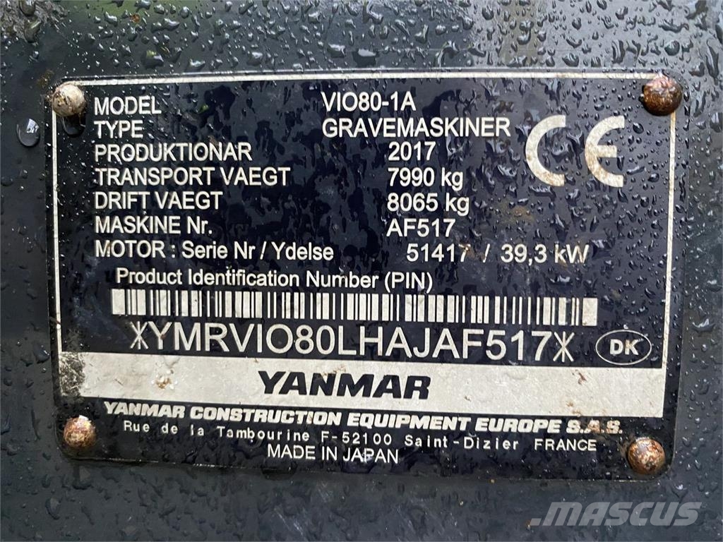 Yanmar VIO80-1A Kolesové rýpadlá