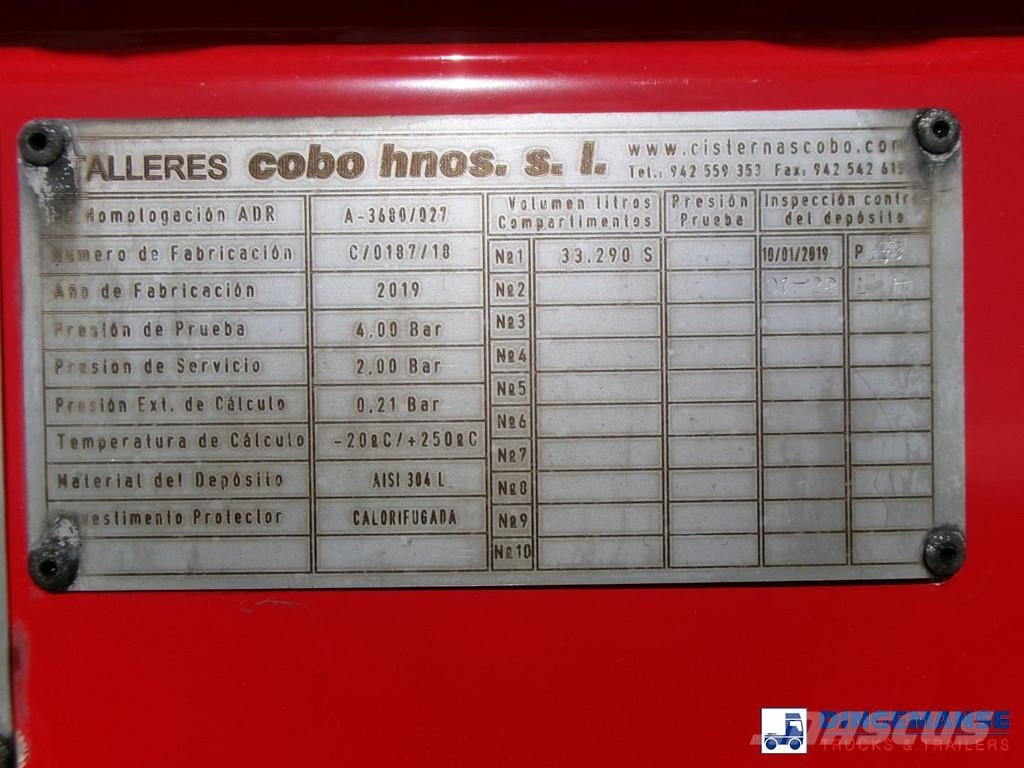Cobo Bitumen tank inox 34 m3 / 1 comp Напівпричепи-автоцистерни
