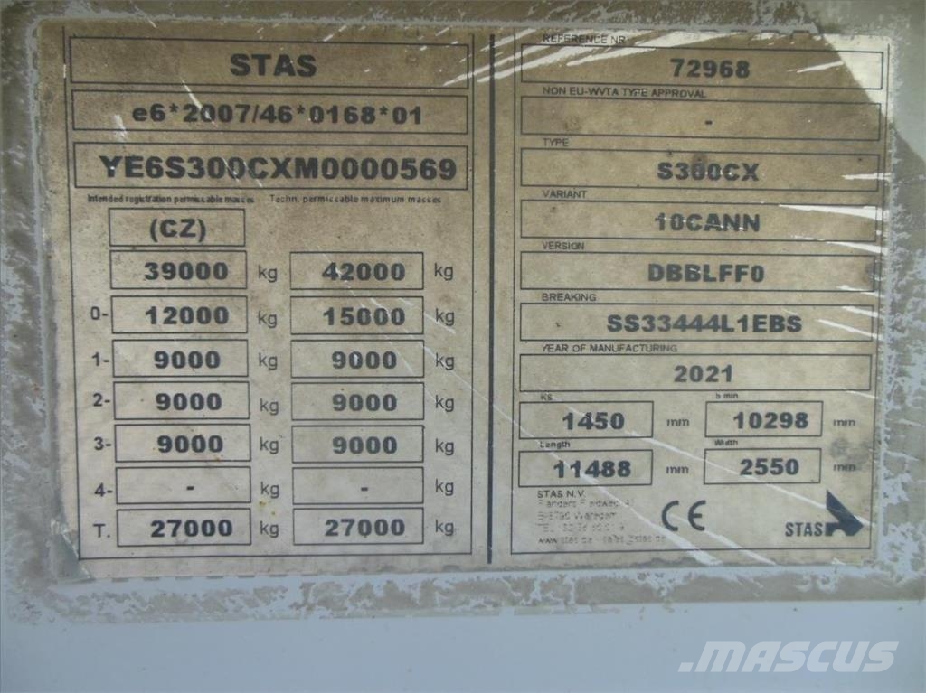 Stas S300CX, 49m3, ADR, JAKO NOVÝ Billenő félpótkocsik