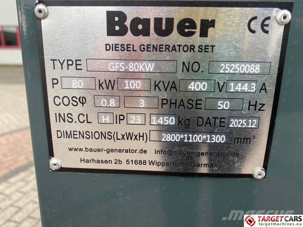 Bauer GFS-80 Diesel 100KVA Generator 400/230V NEW UNUSED مولدات ديزل