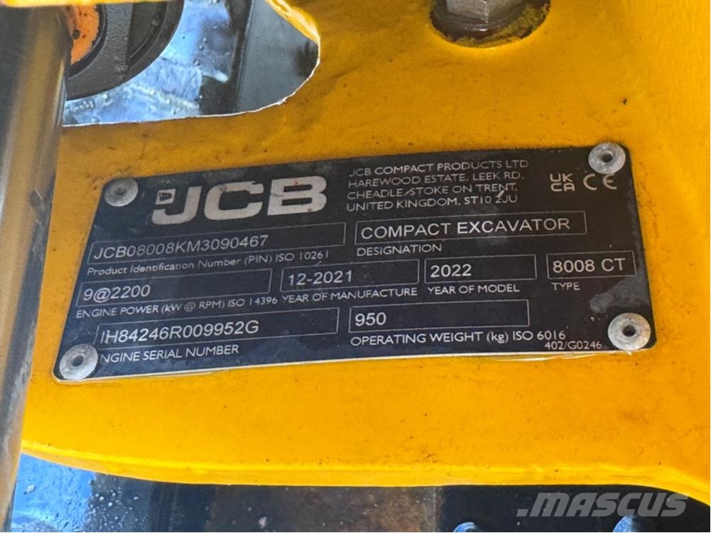 JCB 8008 - CONSIGNED TO TCH JCB AUCTION ミニ油圧ショベル 7t以下(ミニユンボ・ミニディガー)