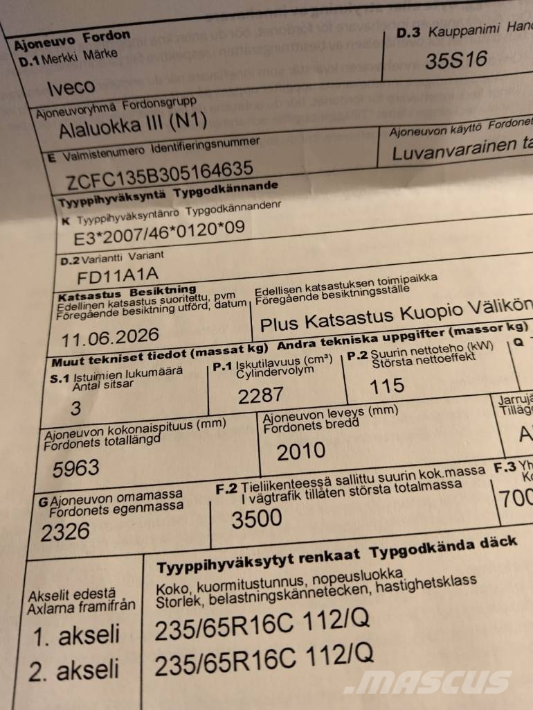 Iveco Daily 35S16 2.3 Kylmä-/Lämpökorit