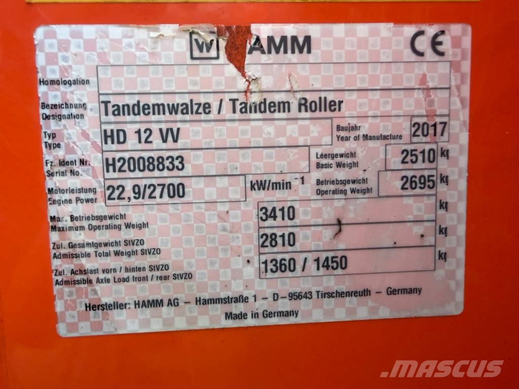 Hamm HD12 VV Dvojni valjarji