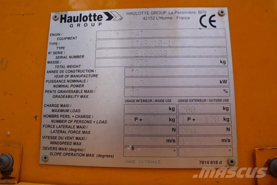 Haulotte STAR 10 Electric, 10m Working Height, 3m Reach, 20 Zglobne dvižne ploščadi