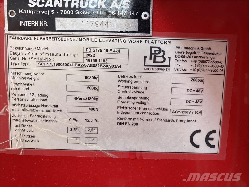 PB Platforms S175-19E 4X4 Plataformas tijera