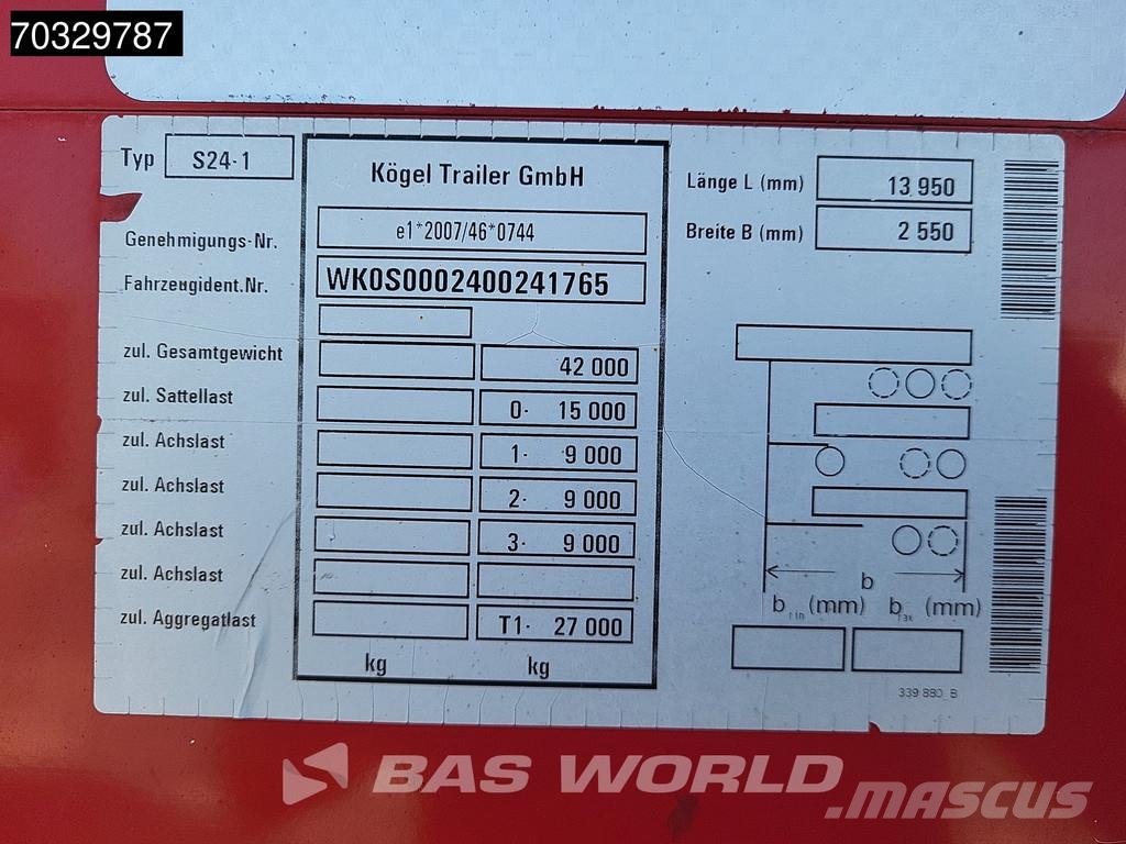 Kögel S24-1 Sliding Roof SAF Tents puspiekabes