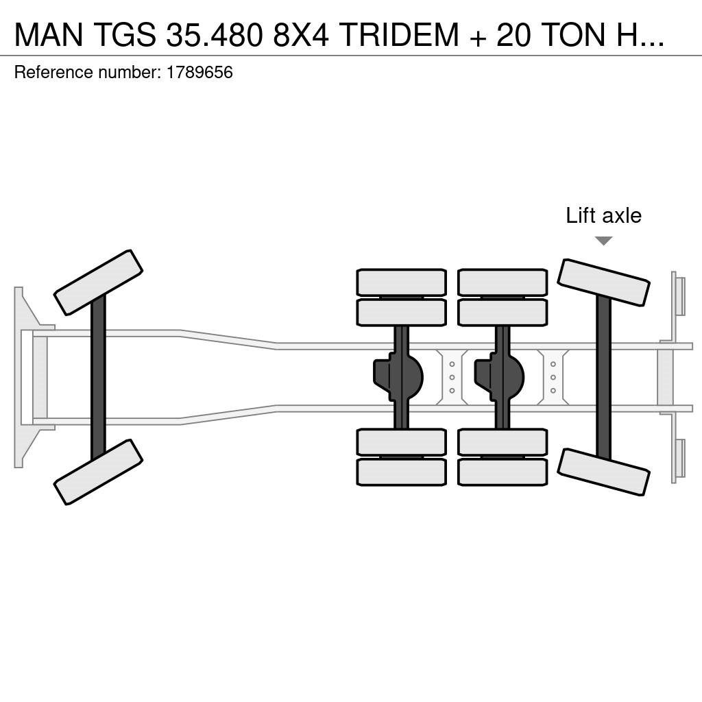 MAN TGS 35.480 8X4 TRIDEM + 20 TON HAAKARM + HMF 3220- Автокранове