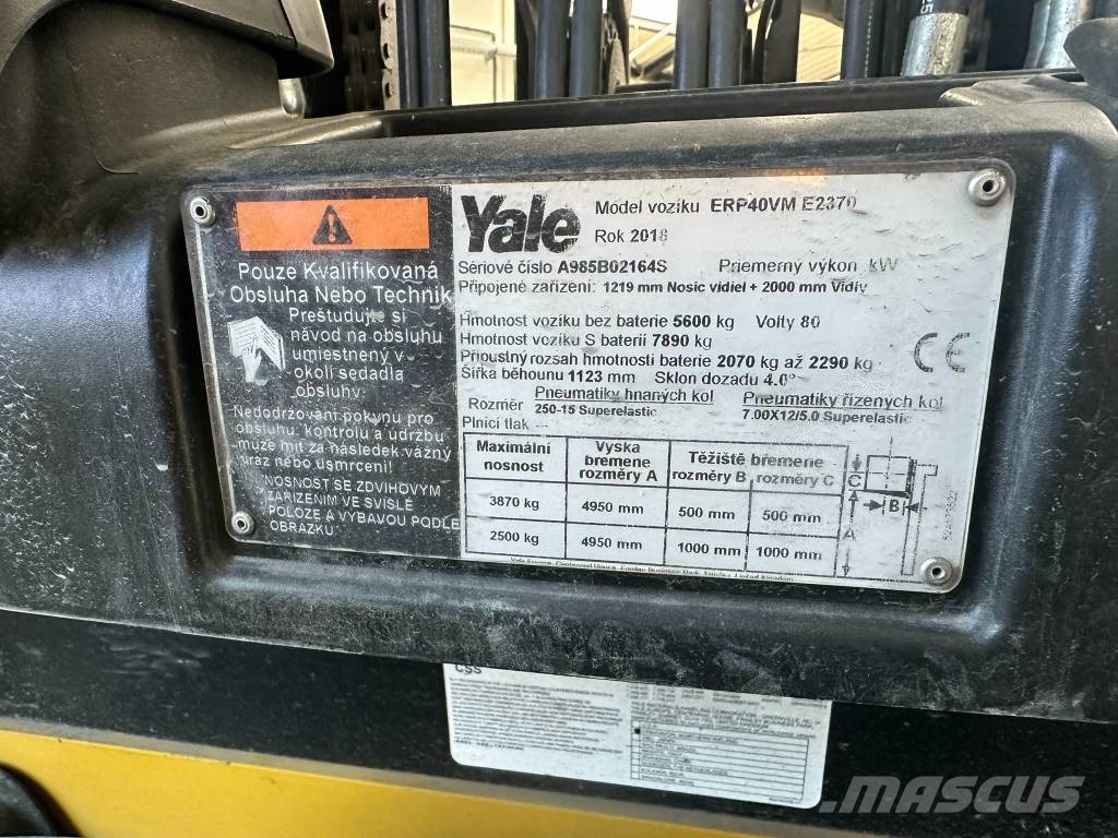 Yale ERP40VM E2370 شاحنات ذات رافعات شوكية تعمل بالكهرباء