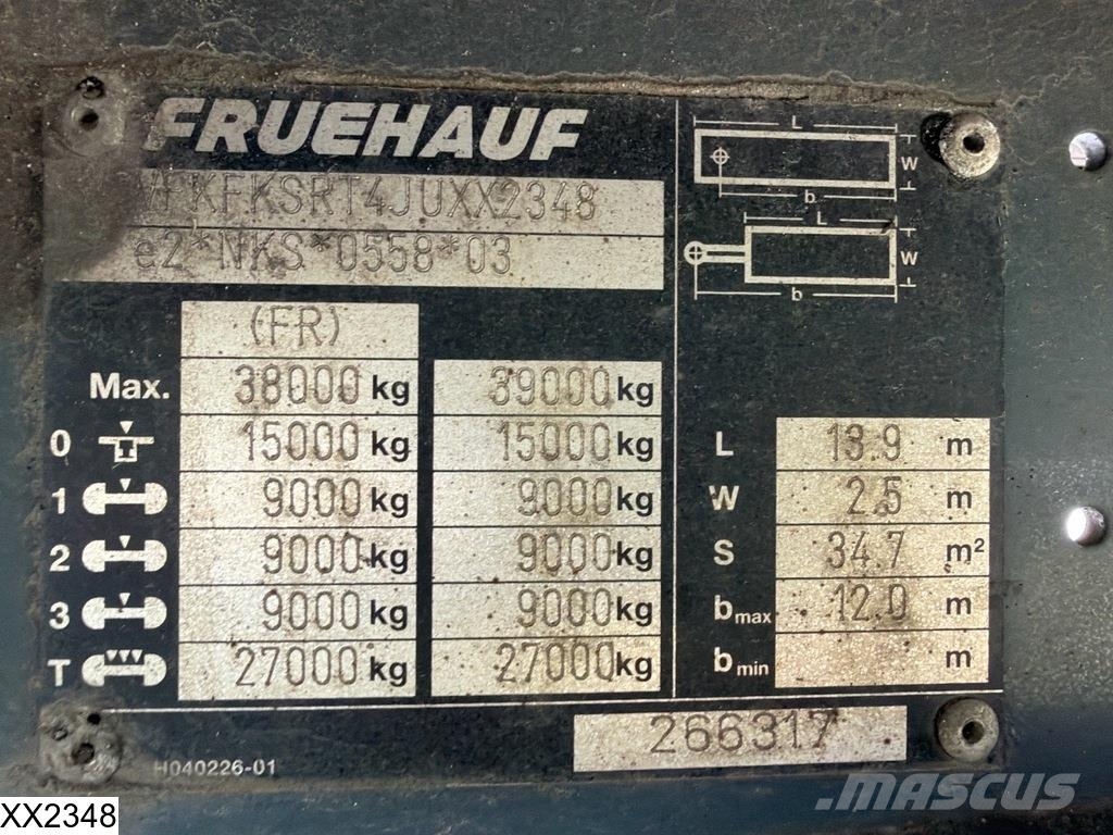 Fruehauf Tautliner Dhollandia Plachtové návesy