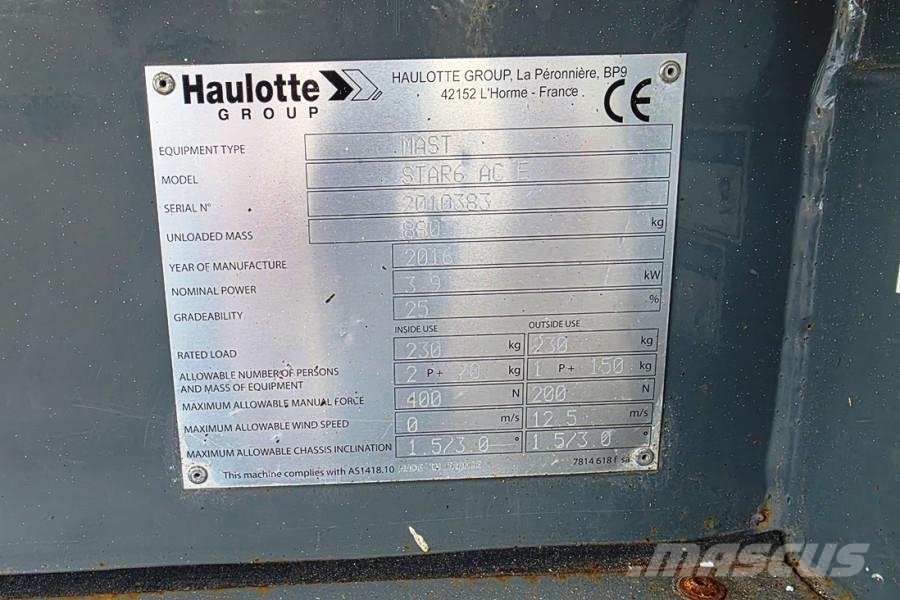 Haulotte Star 6AE Electric, Non Marking Tyres, 5.8m Working Saksilavat