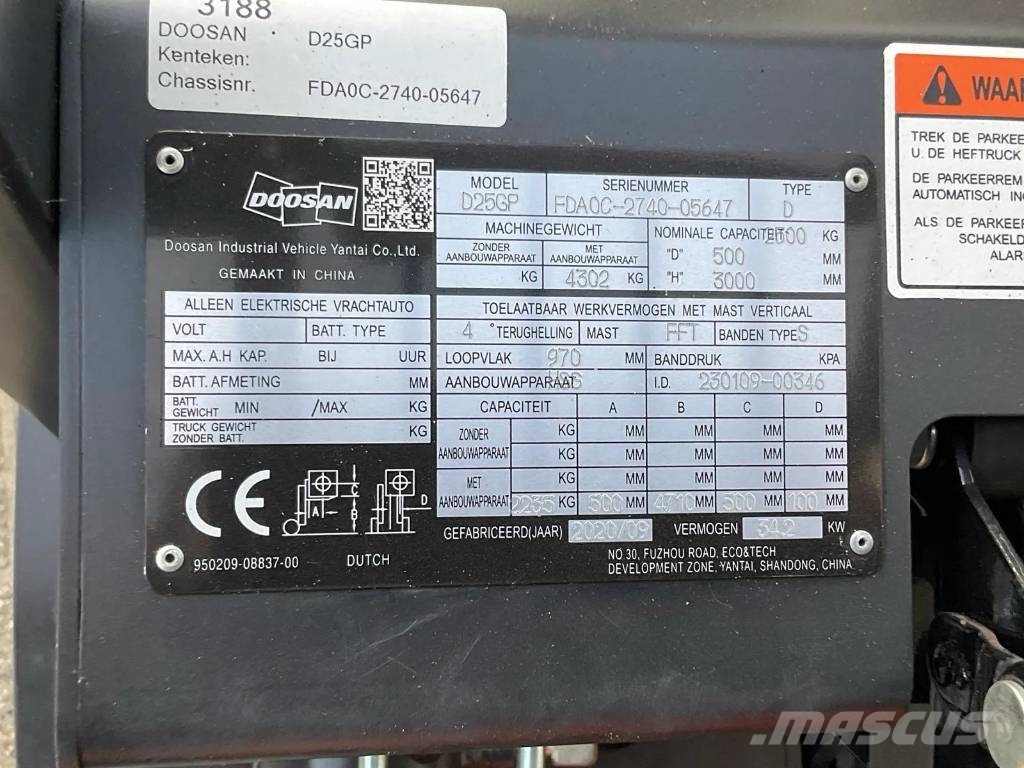 Doosan D25 GP Plus, 140 uur! Als nieuw! Dīzeļa autoiekrāvēji