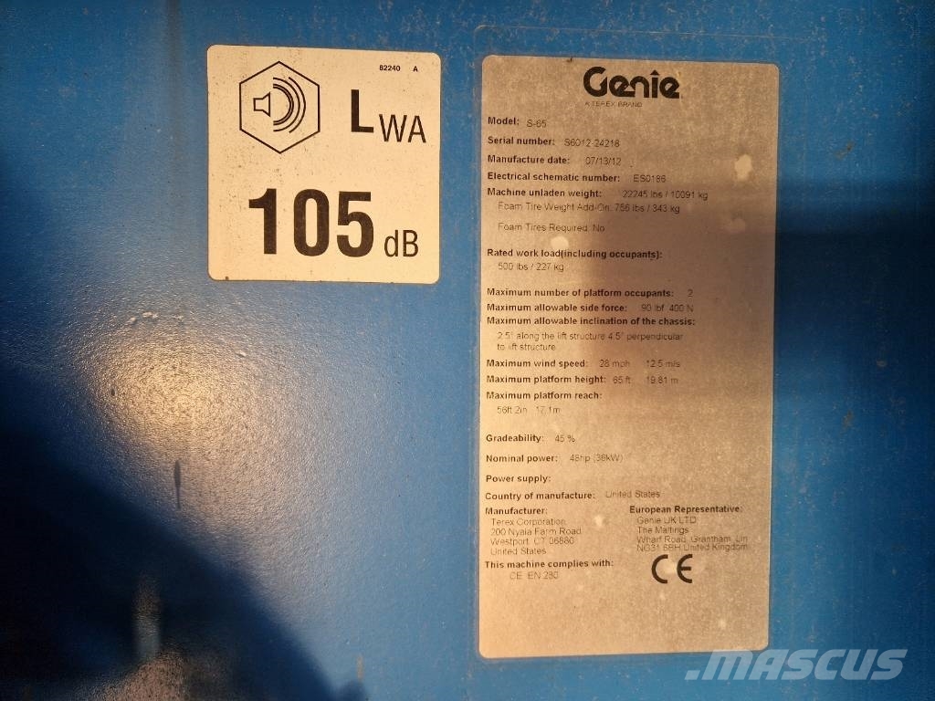 Genie S 65 S-65 660SJ RZ126 Teleskopiskie pacēlāji