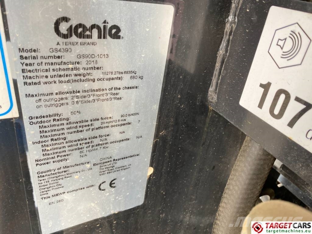 Genie GS-4390 RT LPG 4x4 Scissor Work Lift 1511cm Žirkliniai keltuvai