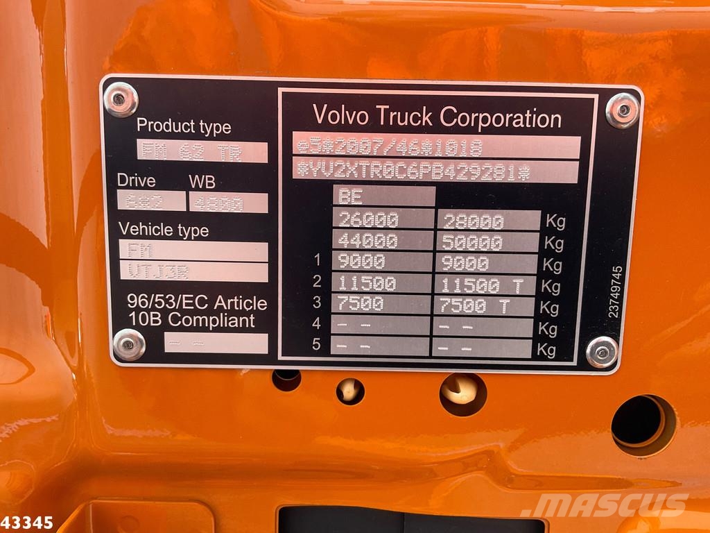 Volvo FM 430 Euro 6 VDL 21 Ton haakarmsysteem Caminhões de estrutura de contêiner