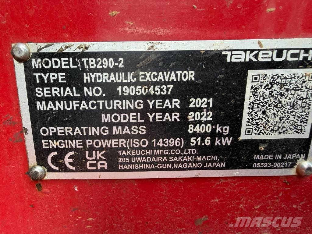 Takeuchi TB 290-2 Midi excavators 7t - 12t
