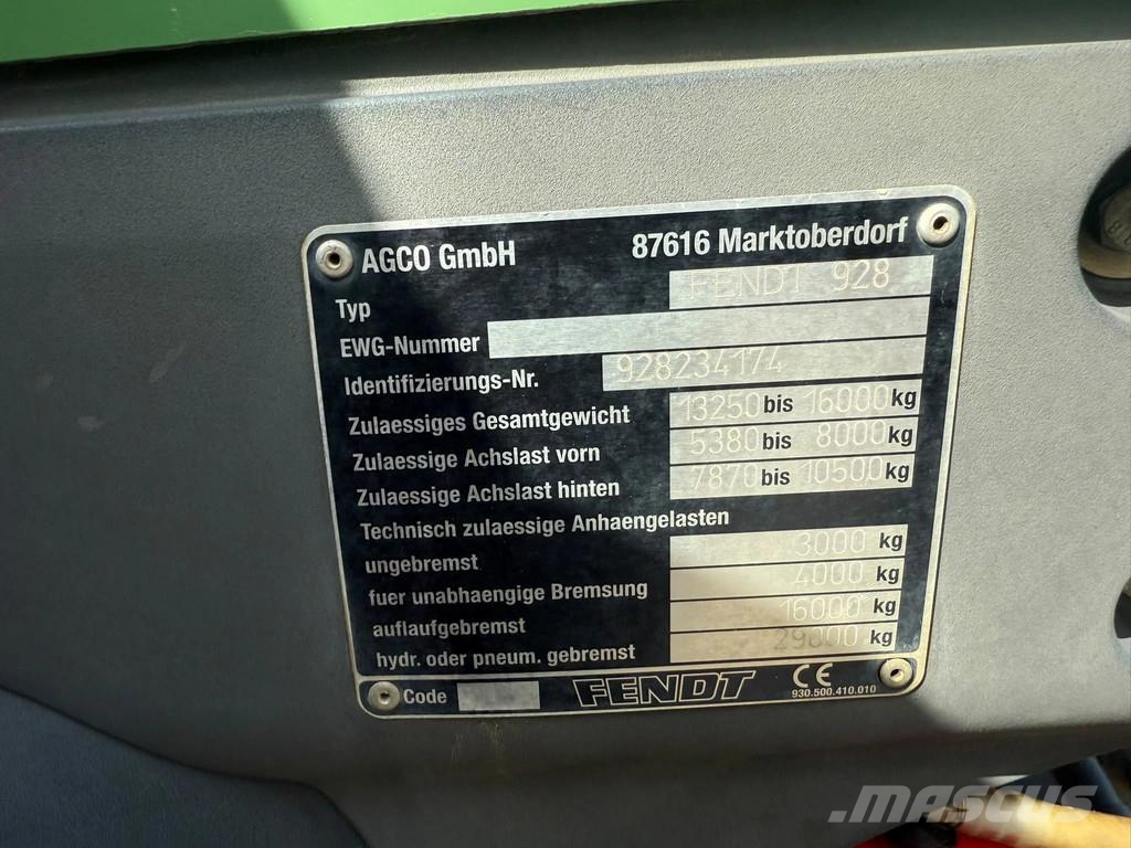 Fendt 930 Vario TMS Vario 930 60 KM Lucht Fronthef Tractors
