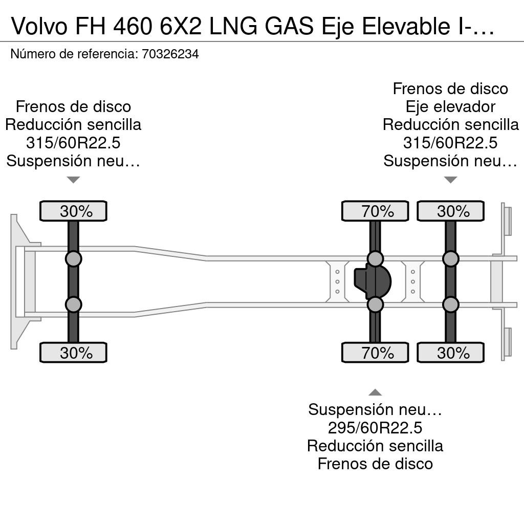 Volvo FH 460 6X2 LNG GAS Eje Elevable I-Park Cool VEB+ E Camiones de caja de lona