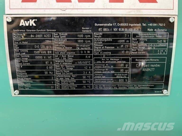 AVK DIG 130 g/4 - Unused - 1500 kVa Andre Generatorer
