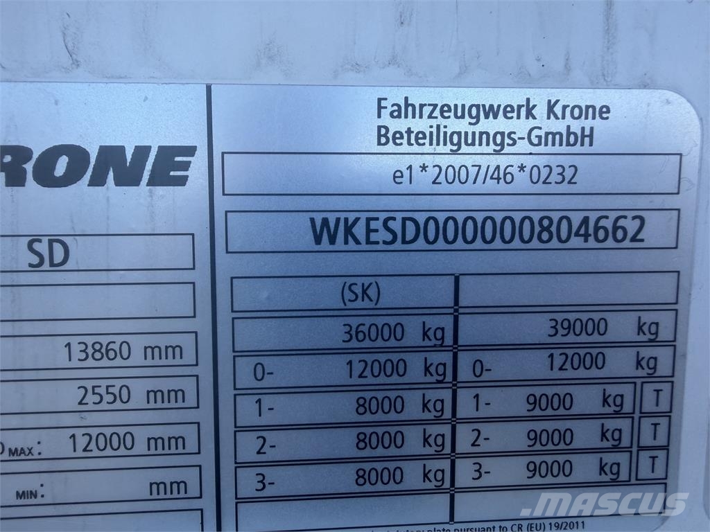 Krone Iný model VIN 662 نصف مقطورات بباب جانبي