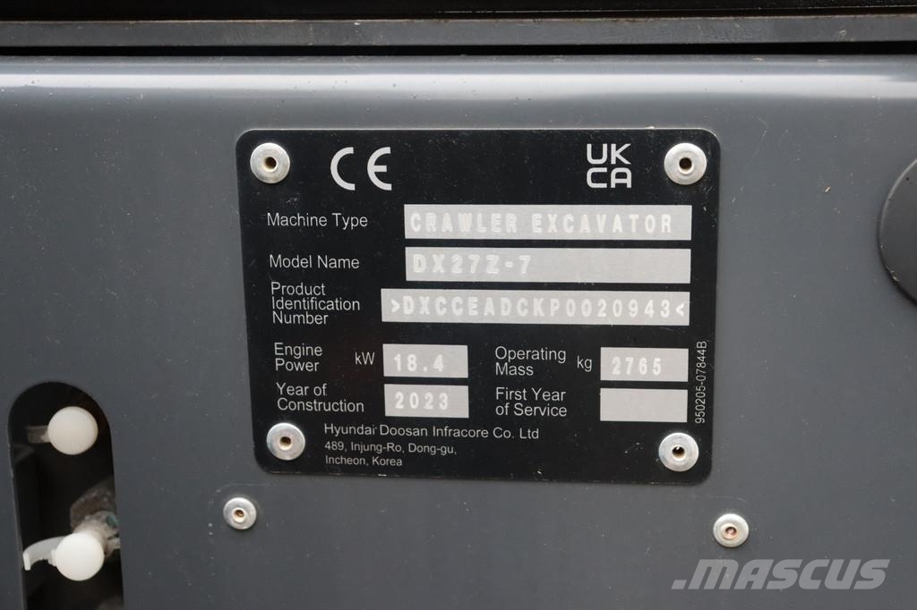 Develon DX27Z-7 DX27Z-7 حفارات صغيرة أقل من 7 طن (حفارات صغيرة)
