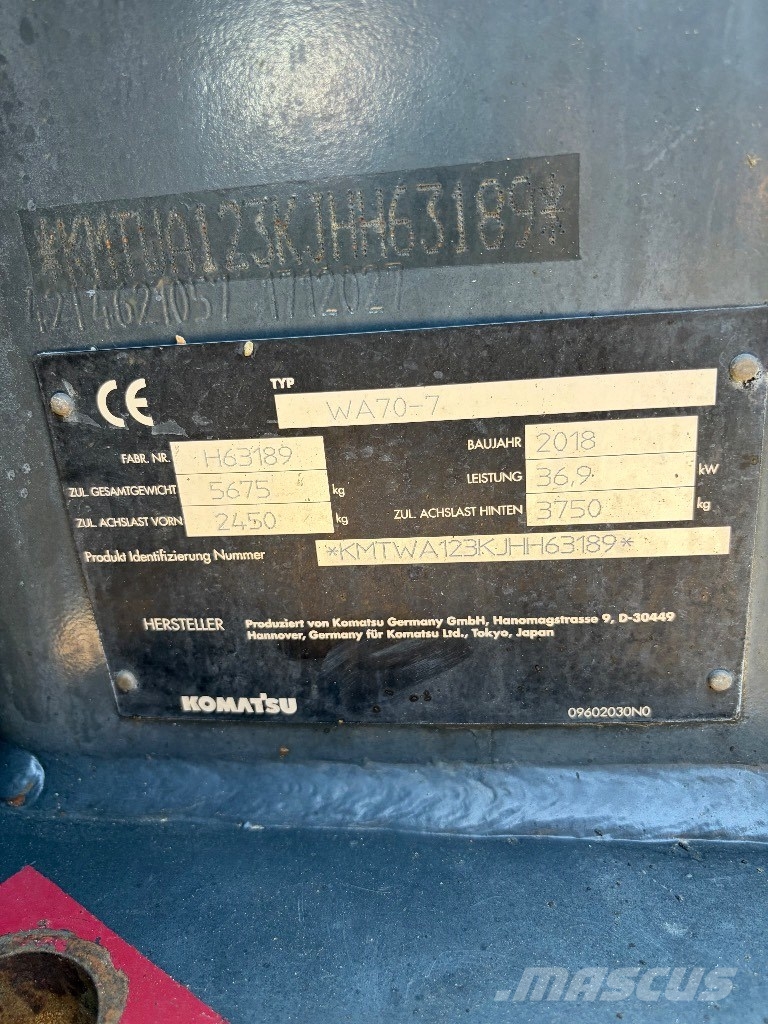 Komatsu WA 70-7 Cargadoras sobre ruedas
