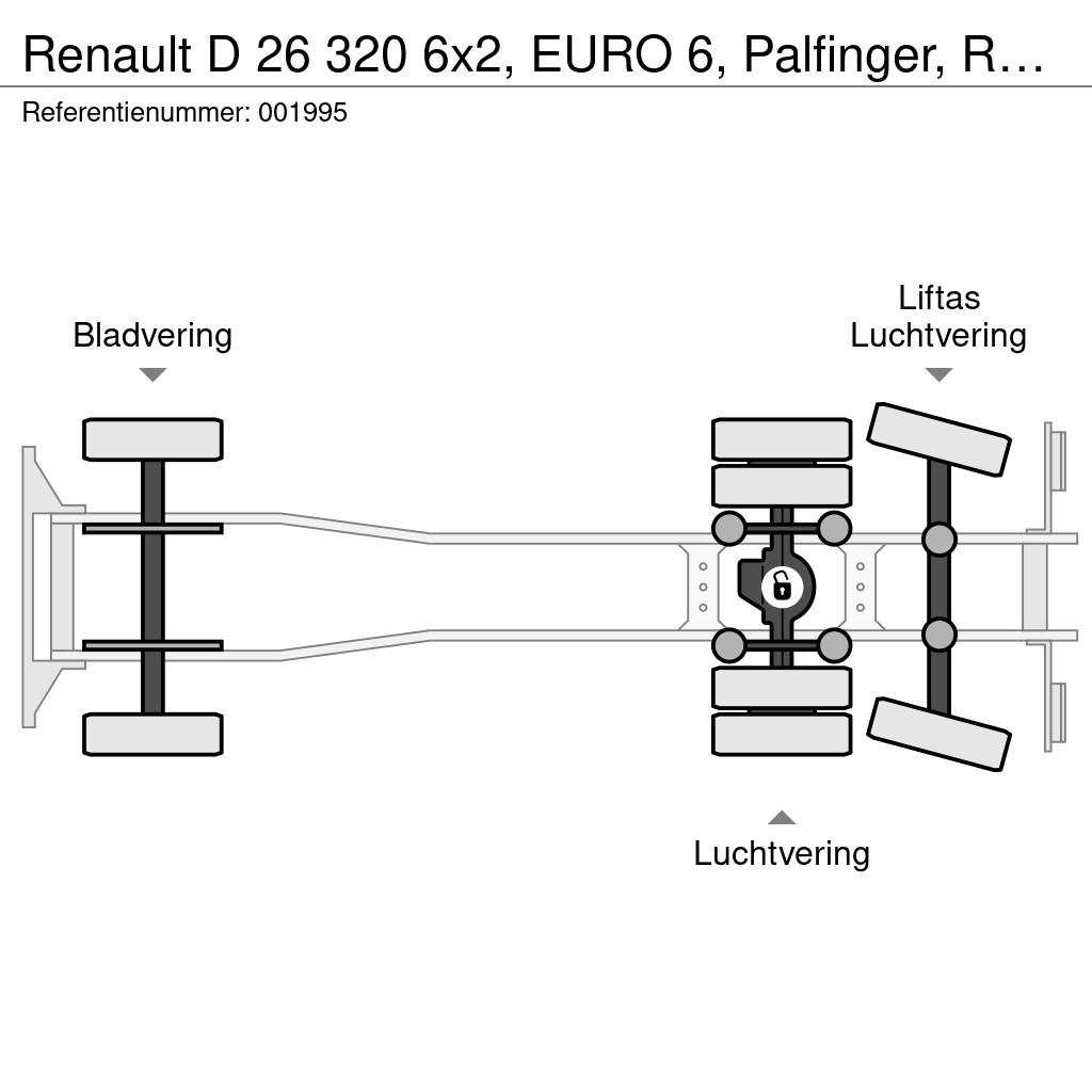 Renault D 26 320 6x2, EURO 6, Palfinger, Remote Tovornjaki s kesonom/platojem