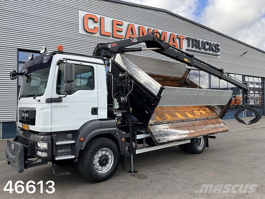 MAN TGM 18.250 4x4 Full Steel Hiab 11 Tonmeter laadkra Damperli kamyonlar