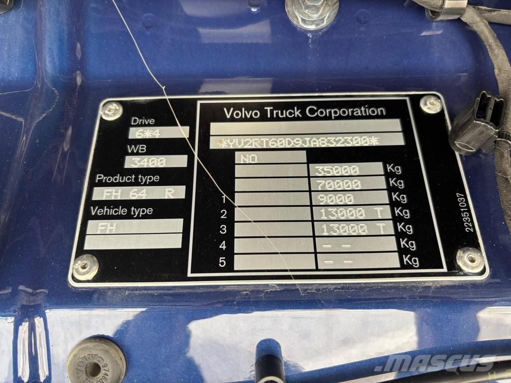 Volvo FH 540 6x4 RETARDER / TANDEM AXLE LIFT / BOX L=470 شاحنات قلابة