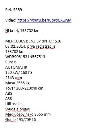 Mercedes-Benz 516 sprinter Camiones aspiradores/combi