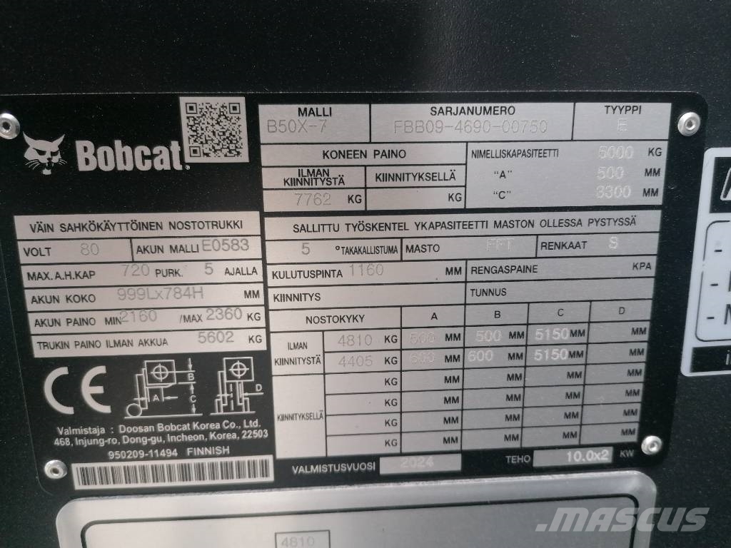 Bobcat B50X-7 Sähkötrukki - RENT Električni viličari