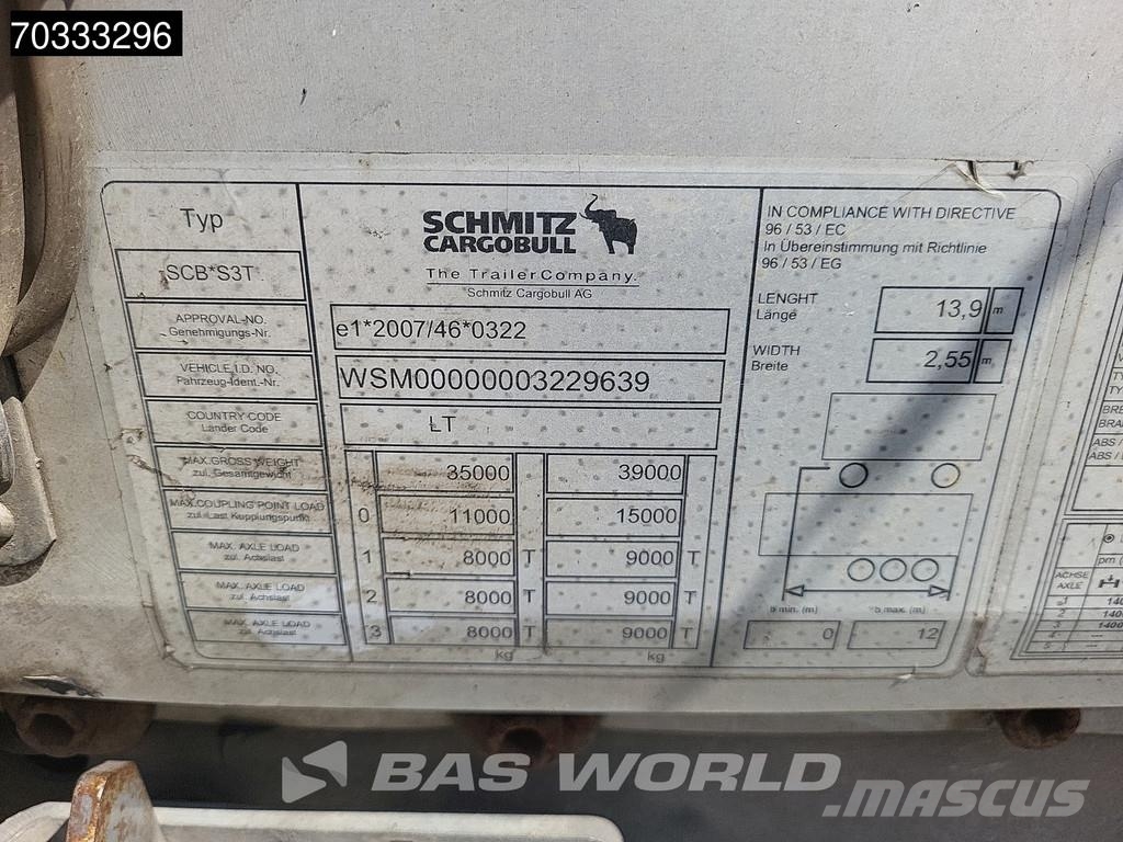 Schmitz Cargobull SCB*S3T 3 axles Sliding Roof 커튼사이더 세미 트레일러
